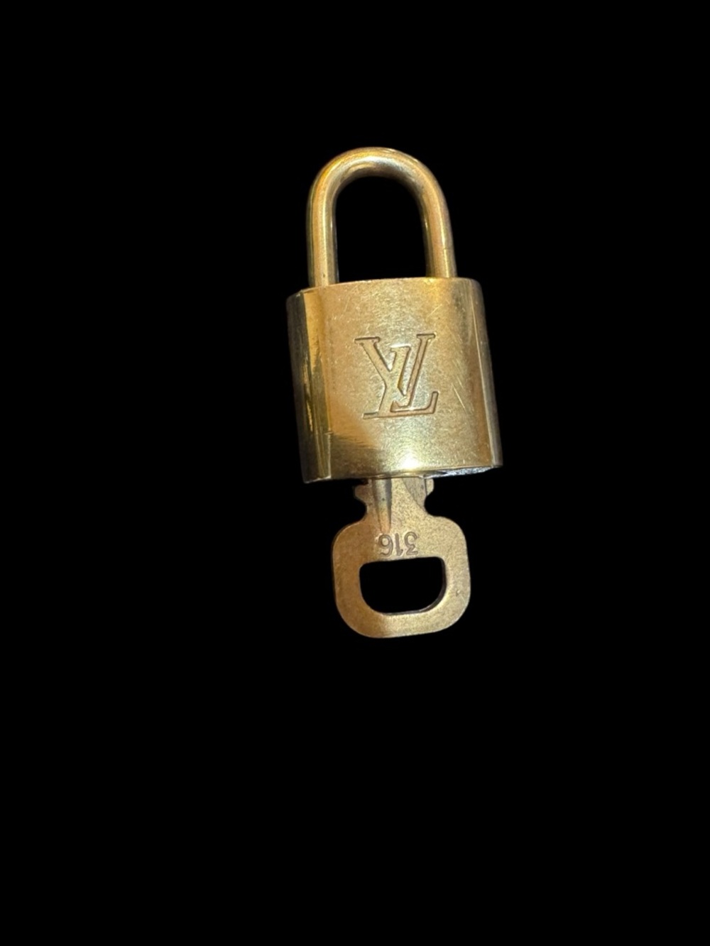 Louis Vuitton Brushed Gold Padlock with Key #316 & COA